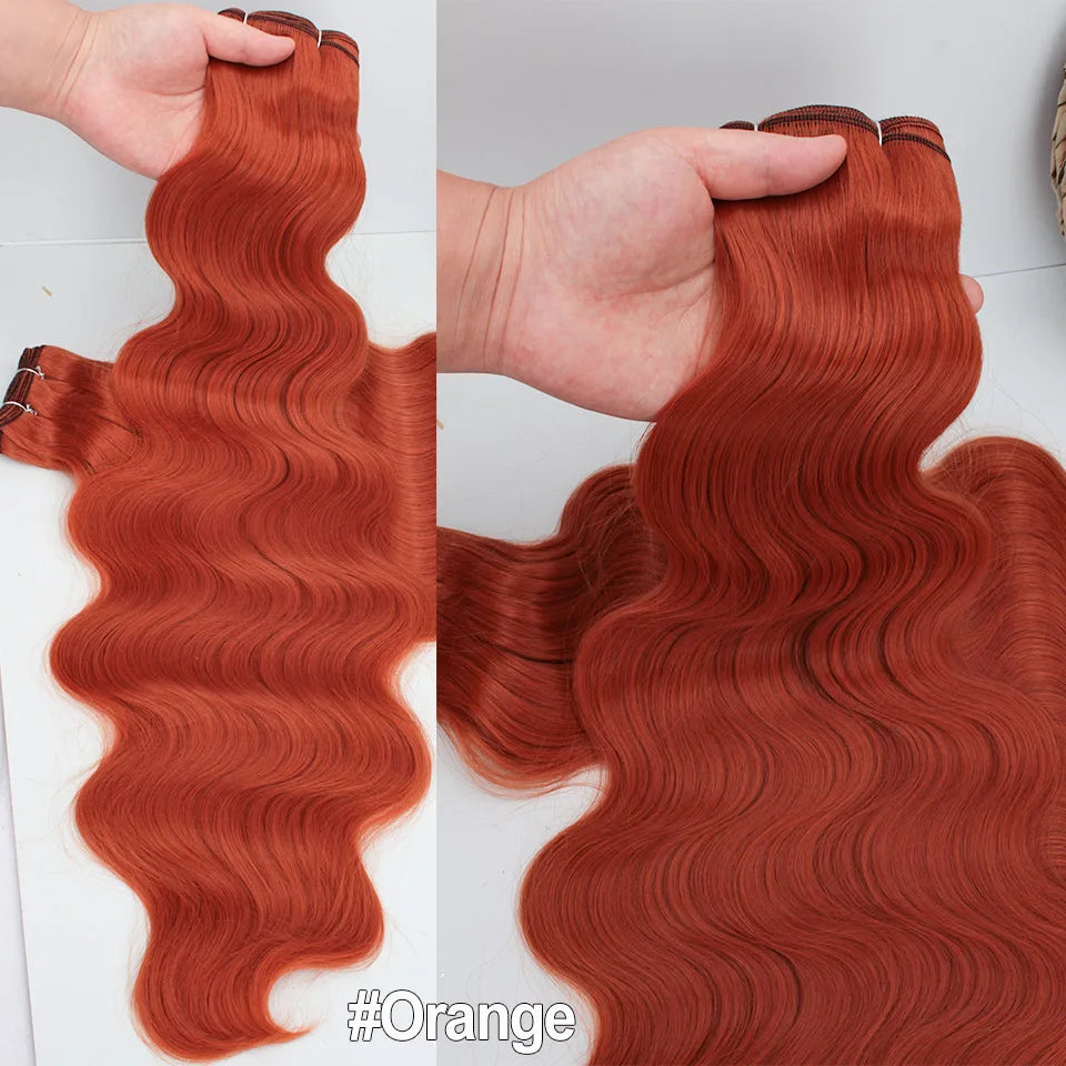 Russia Heat Resistant Synthetic Fiber Hair Extensions Natural Soft Body Wave Ponytail Hair Bundles 30inch 200g Thick For Women
