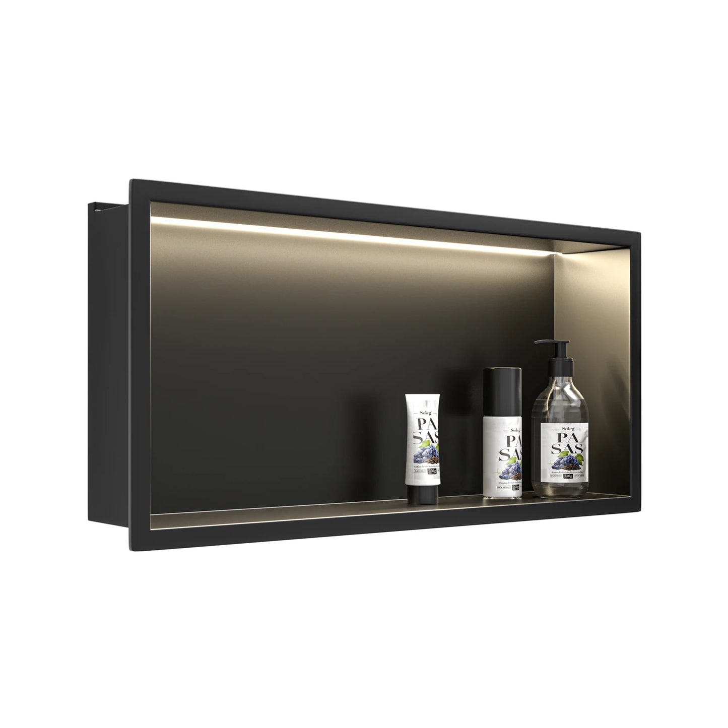 NEODRAIN Matte Black 12x24" LED Wall Niche IPX65 Waterproof Rated FCC Certified Ready to Ship From USA