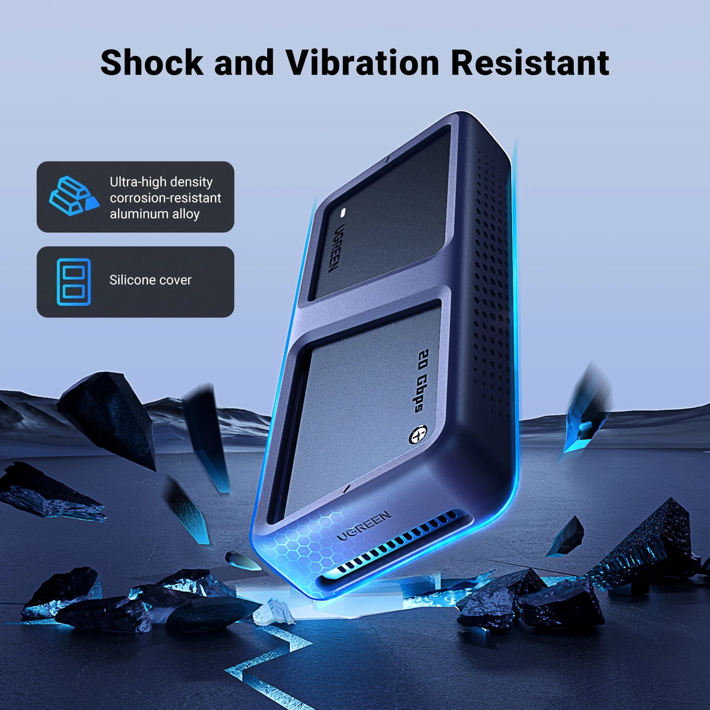 UGREEN 20Gbps NVMe SSD Case SSD Enclosure M.2 to USB3.2 Gen2x2 SSD Adapter for M.2 NVME PCIE Built-in Cooling Vest Aluminum Case