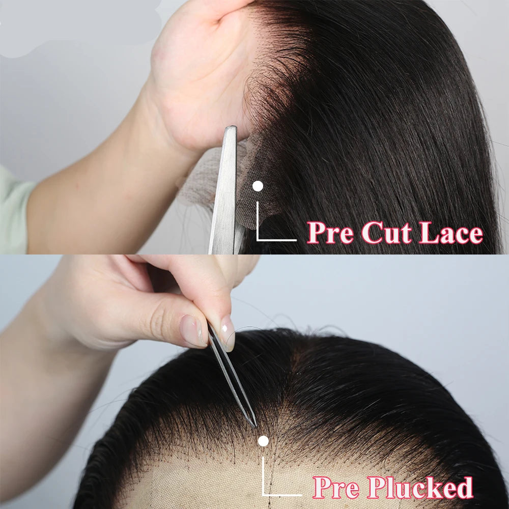 13x6 Bye Bye Knots Glueless Wigs Human Hair Ready to Wear Bone Straight Lace Front Wig Human Hair Wig Bleached Knots Megalook