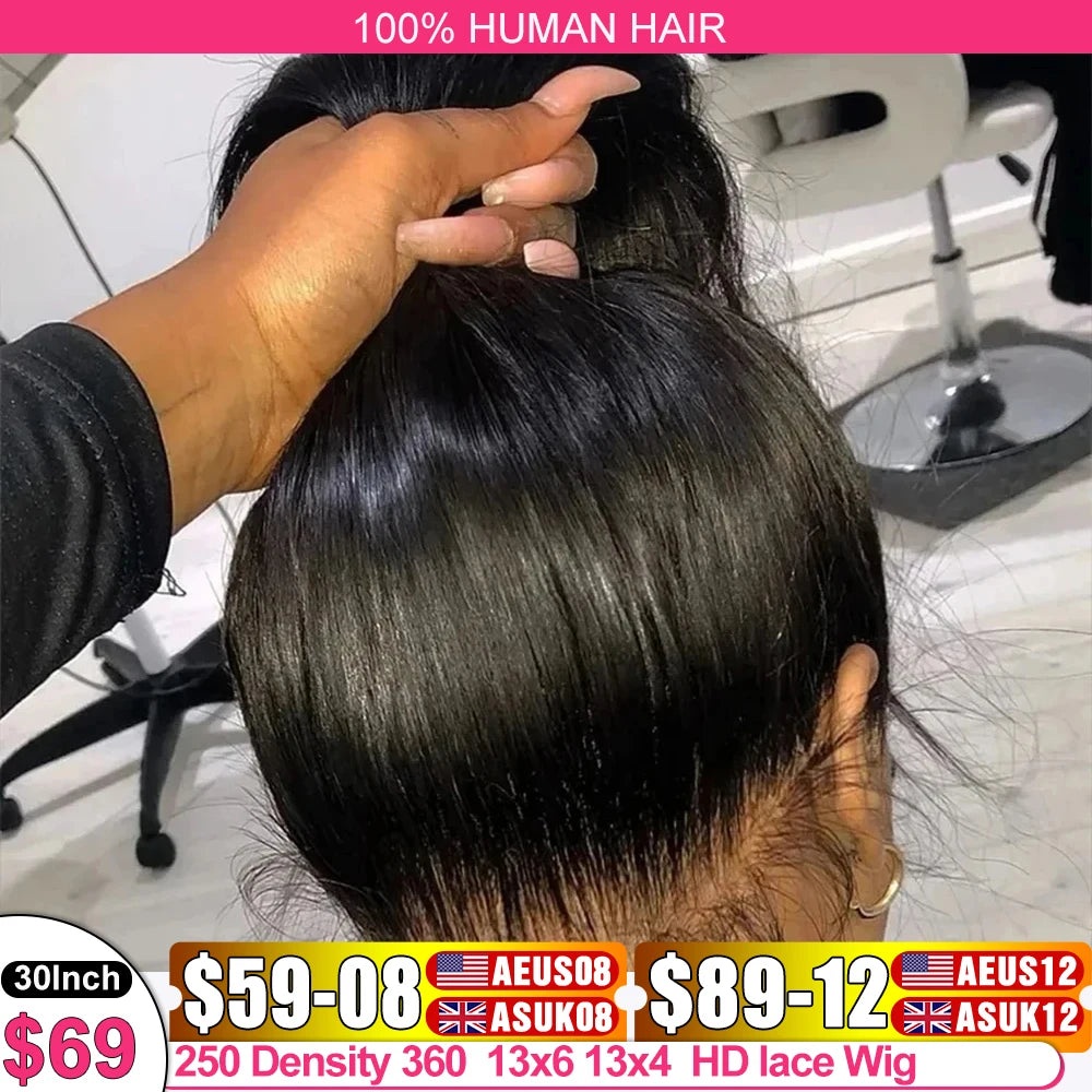 HD 360 Full Lace Wig Human Hair Pre plucked HD Lace Wig 13x6 Human Hair Wigs 36 inch Bone Straight Lace Frontal Wig For Women