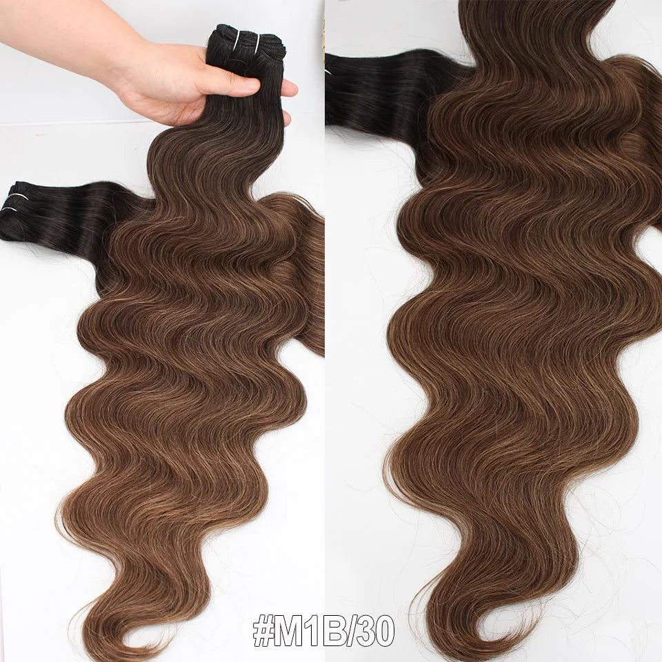 Russia Heat Resistant Synthetic Fiber Hair Extensions Natural Soft Body Wave Ponytail Hair Bundles 30inch 200g Thick For Women