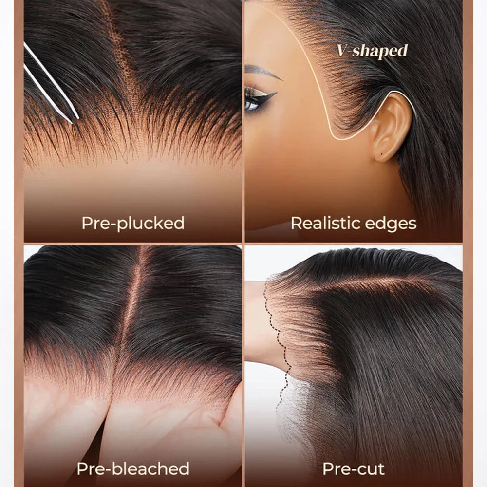 13x6 Bye Bye Knots Glueless Wigs Human Hair Ready to Wear Bone Straight Lace Front Wig Human Hair Wig Bleached Knots Megalook