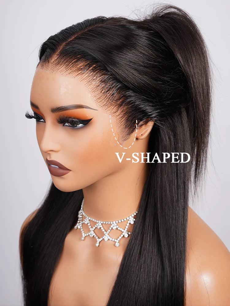13x6 Bye Bye Knots Glueless Wigs Human Hair Ready to Wear Bone Straight Lace Front Wig Human Hair Wig Bleached Knots Megalook