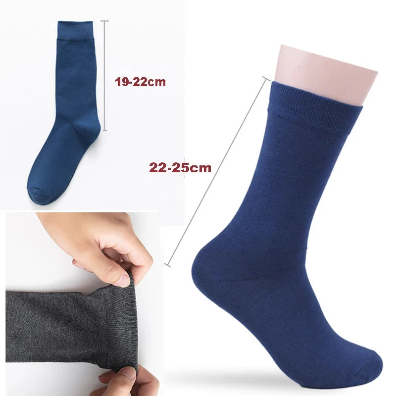5Pairs New High Quality Business Casual Men Socks Black Men's Dress Long Socks Autumn Keep Warm Colorful Full Happy Socks Male