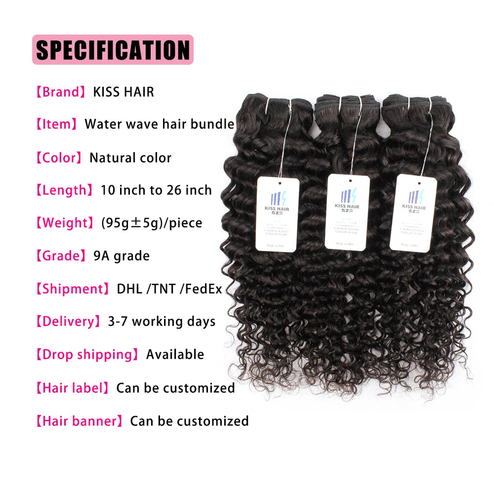 Natural Color Water Wave Hair Bundles 400g/Lot For Full Head Indian Curly Human Hair 10-30 Inches Remy Hair Extension