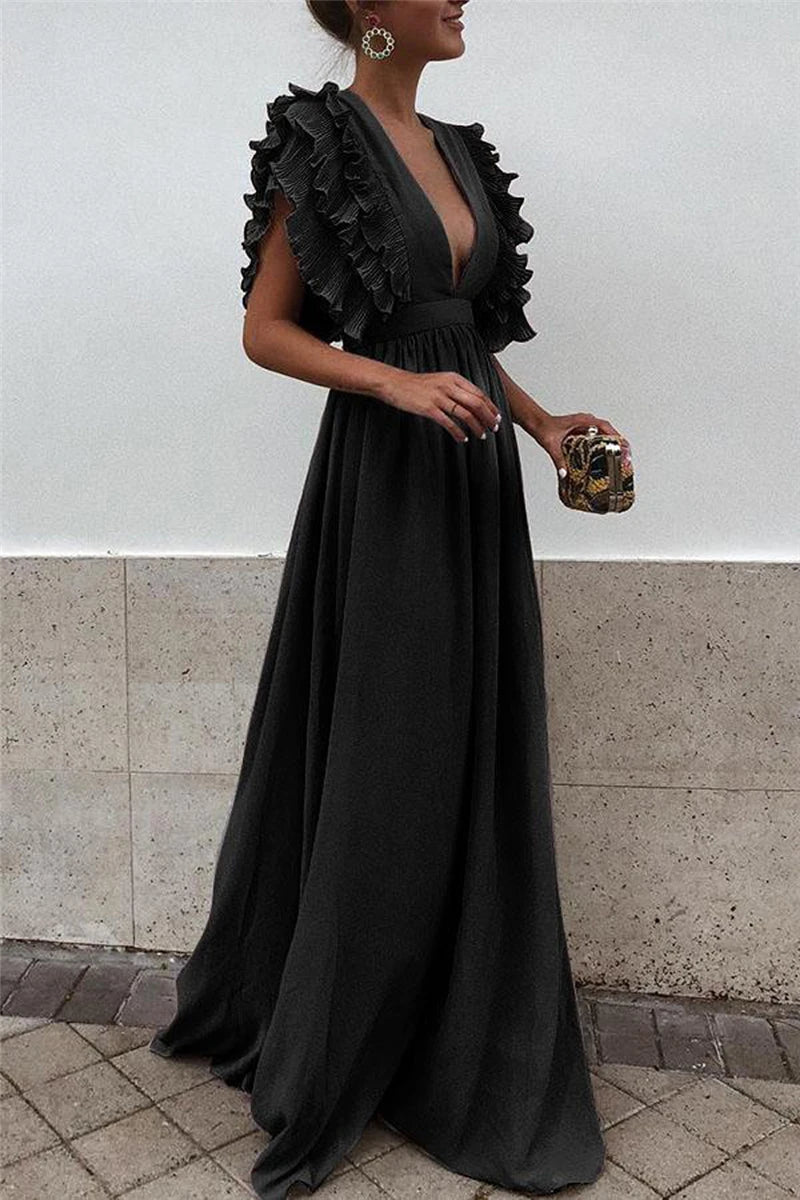 Maxi Dress Long Elegant Dress Plus Size Women Luxury Deep V Party Dresses Women Evening Korean Style Women Vestidos De Verano