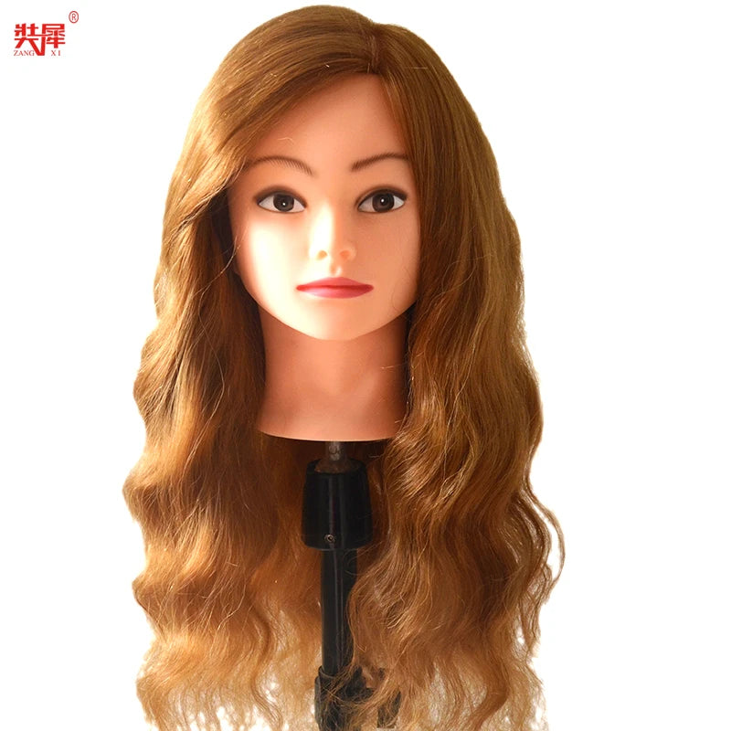 85%Real Hair Doll Head For Hairstyle Hairdressing Professional Mannequin Head Styling To Practice Hot Curl Iron Straighten