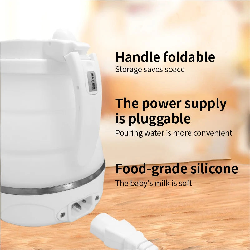 Travelling Folding Kettle Electric Silicone Water Kettles Mini 600ml  Portable Collapsible Tea Kettle