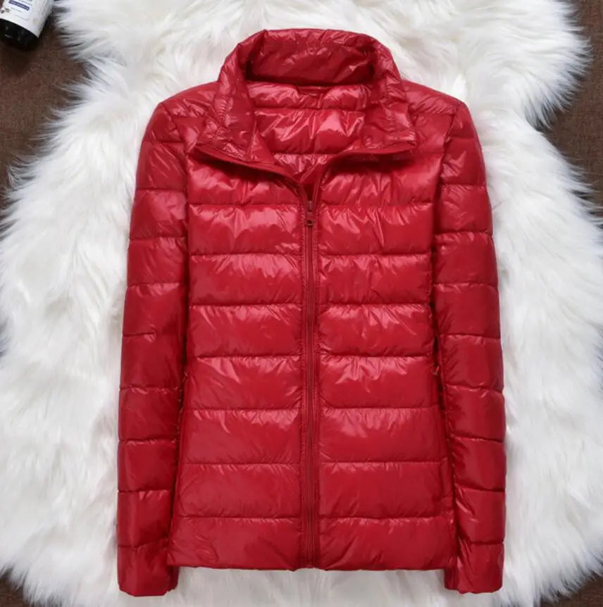 Winter Women Ultralight Thin Down Jacket White Duck Down Hooded Jackets Long Sleeve Warm Coat Parka Female Portable Outwear