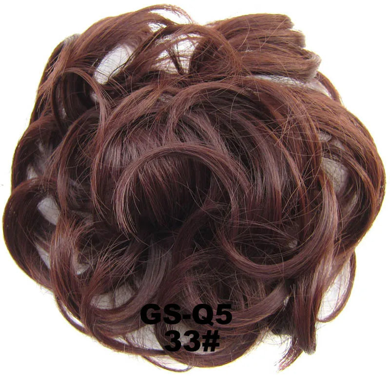 Jeedou Synthetic Messy Curly Hair Bun Chignon Donut Pad Elastic Hair Rope Rubber Band Hairpiece For Woman