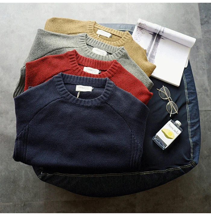 2025 New Men Pullover Sweater Autumn Fashion Casual Loose Thick O Neck Wool Knitted Oversize Harajuku Streetwear Knitwear M-5Xl
