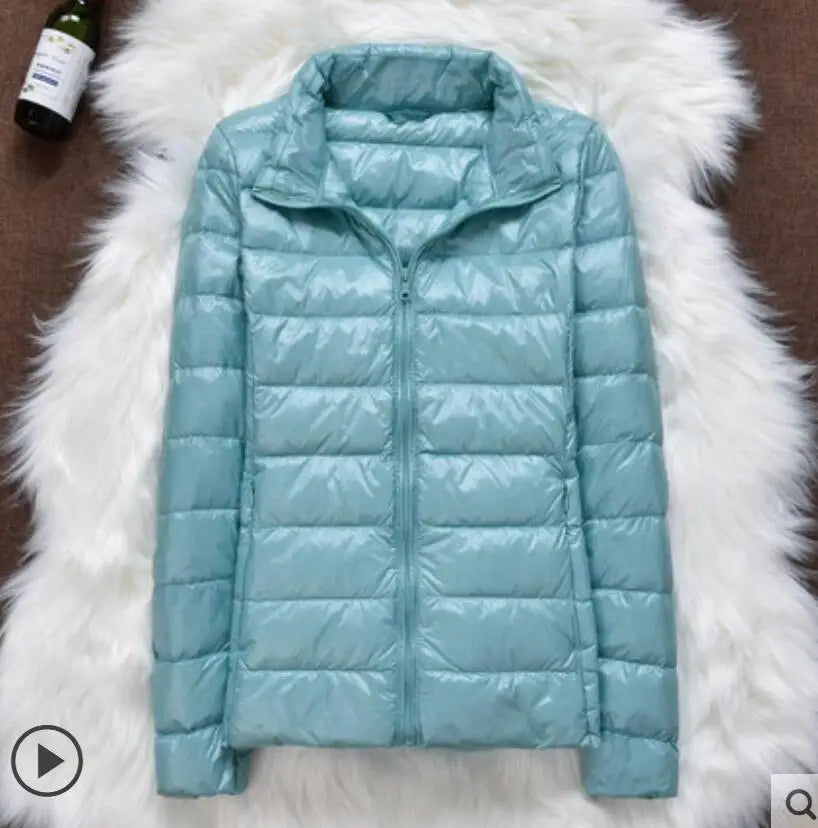 Winter Women Ultralight Thin Down Jacket White Duck Down Hooded Jackets Long Sleeve Warm Coat Parka Female Portable Outwear