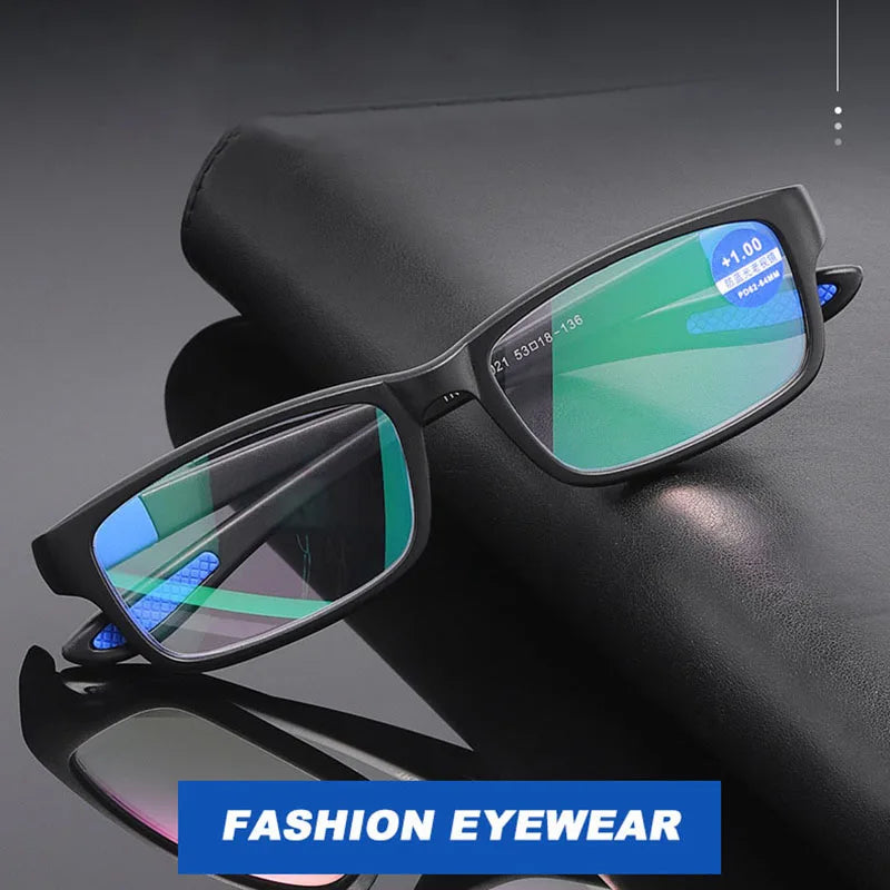 Reading Glasses For Men Women Sports Anti-blue Light Reading Eyewear Black Red TR90 Frame Presbyopia Eyeglasses +100 to+400