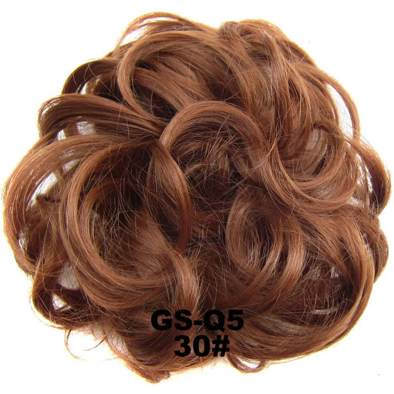 Jeedou Synthetic Messy Curly Hair Bun Chignon Donut Pad Elastic Hair Rope Rubber Band Hairpiece For Woman