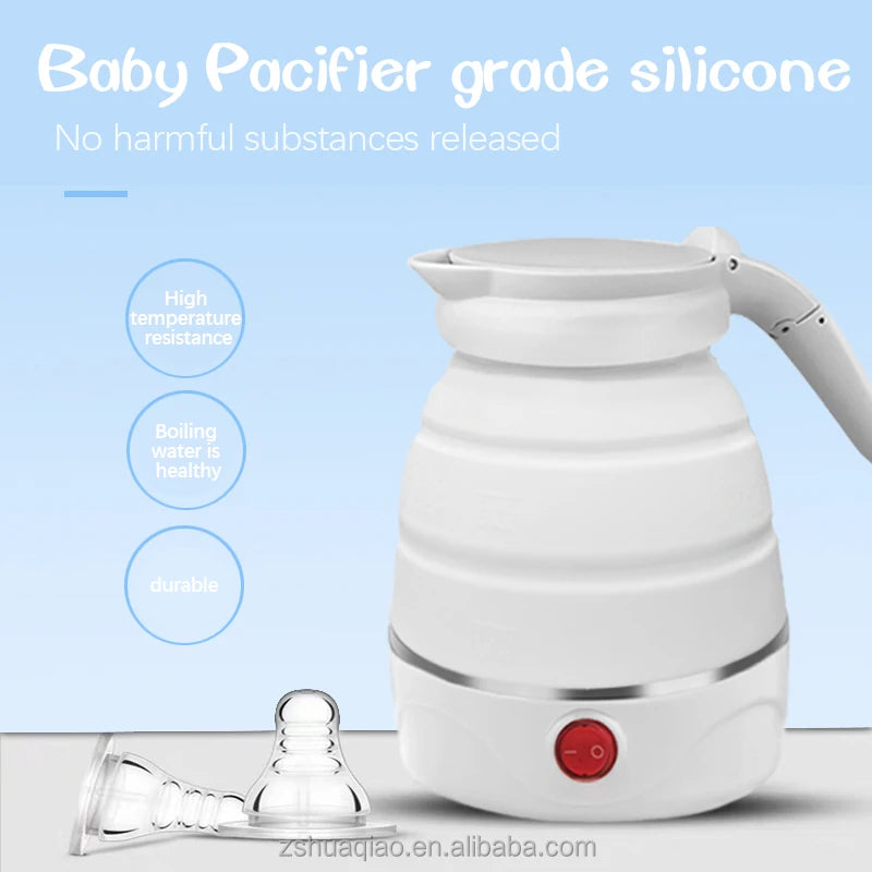 Travelling Folding Kettle Electric Silicone Water Kettles Mini 600ml  Portable Collapsible Tea Kettle