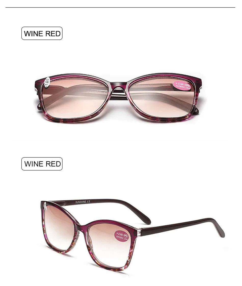 Sun Reading Glasses Women Brown Lens Floral Sunglasses Prebyopia Spectacles Eyeglasses Eyewear With Diopter +1.0to+4.0