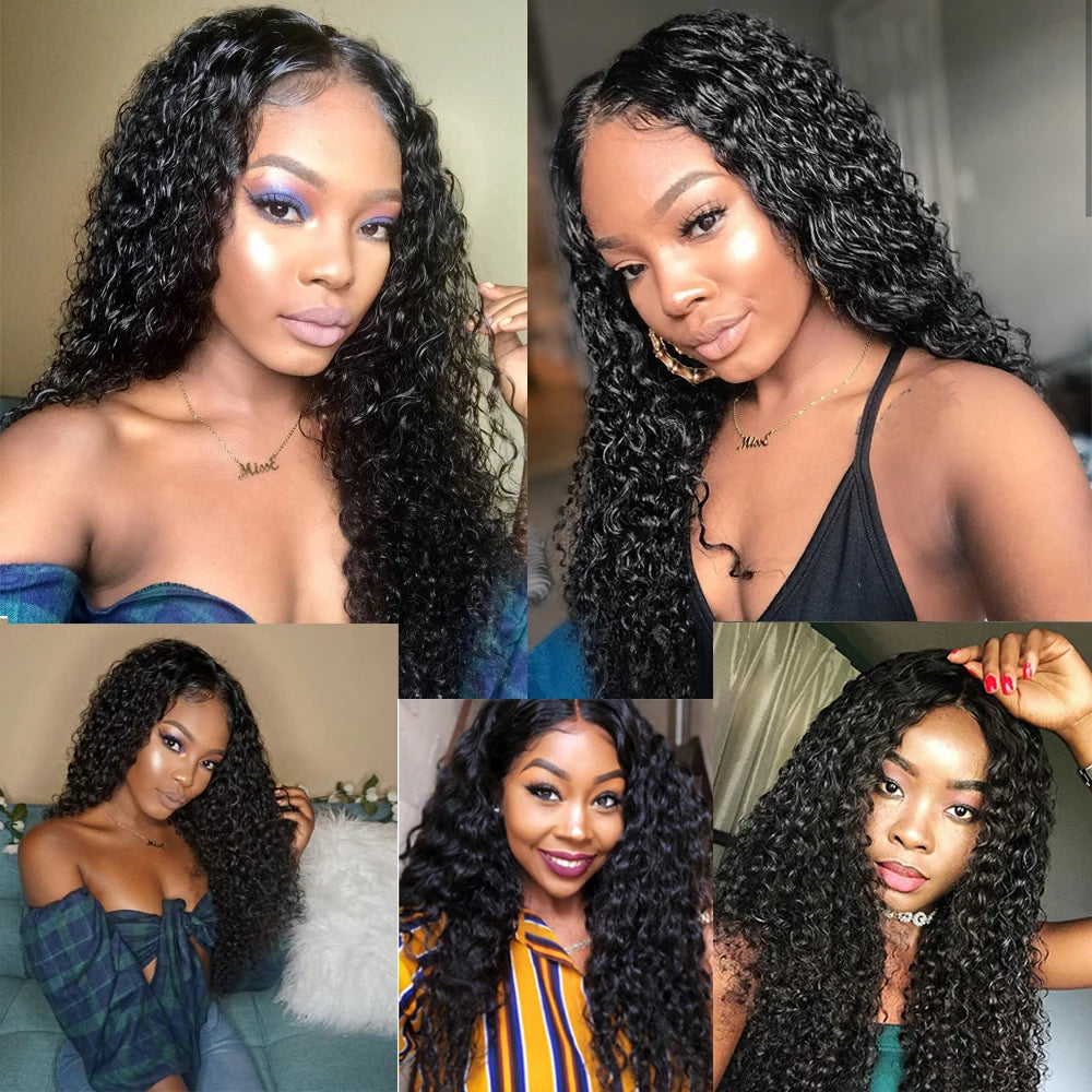 Brazilian Raw Kinky Curly 13x4 Lace Frontal Wig Pre-Plucked Human Hair Wigs with Baby Hair Natural Hairline 4x4 Lace Closure Wig