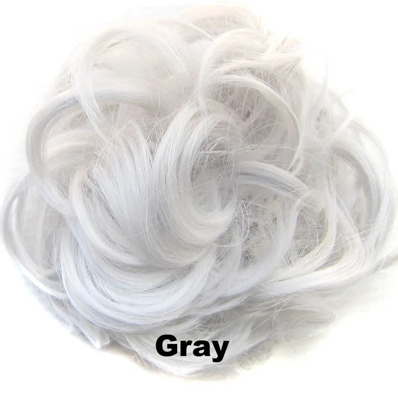 Jeedou Synthetic Messy Curly Hair Bun Chignon Donut Pad Elastic Hair Rope Rubber Band Hairpiece For Woman