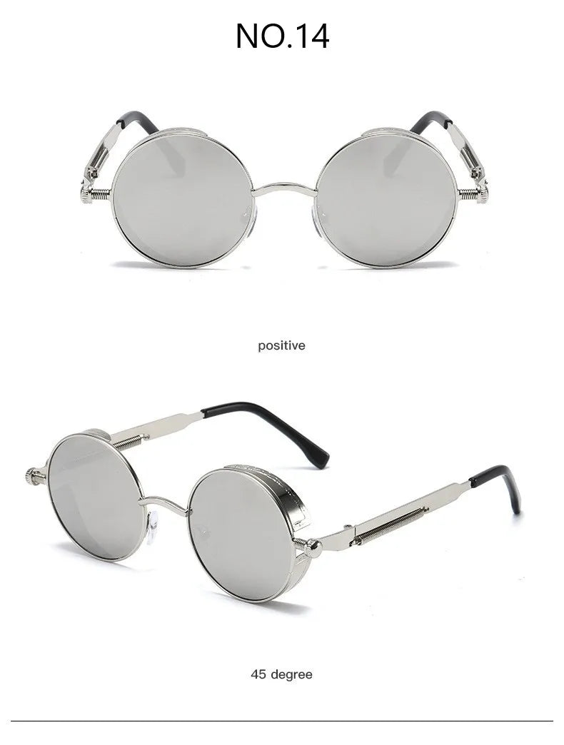 Metal Steampunk Sunglasses Men Women Fashion Round Glasses Brand Designer Vintage Sun Glasses High Quality Oculos de sol UV400