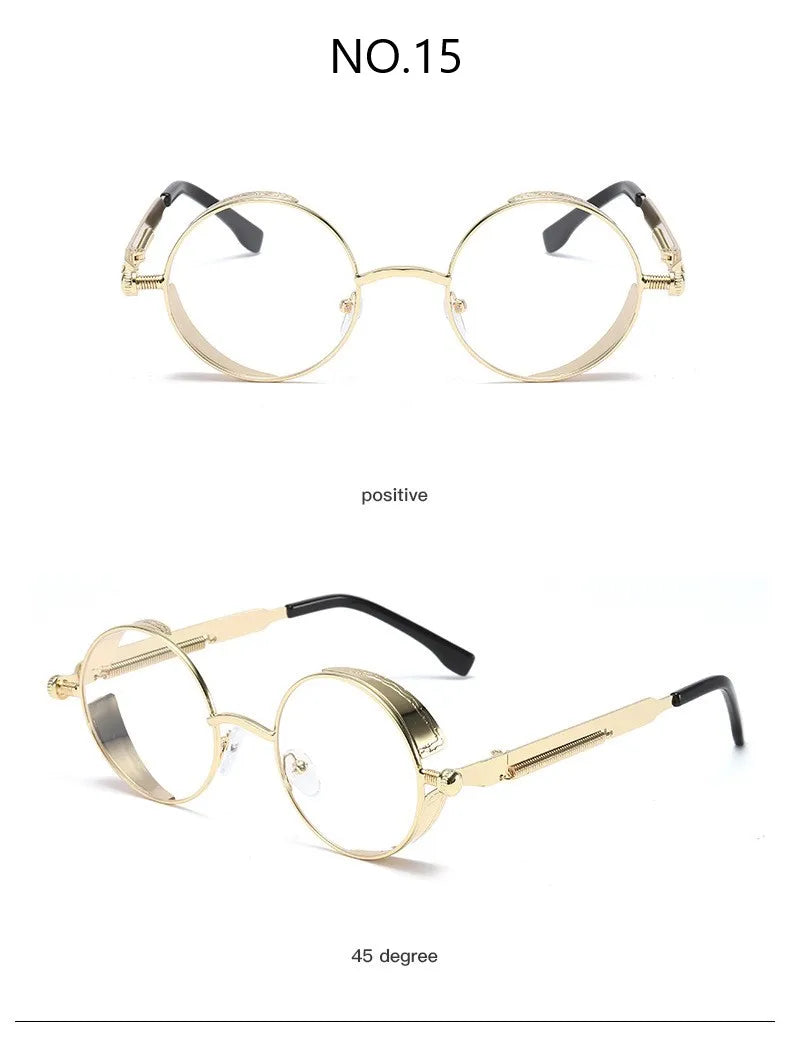 Metal Steampunk Sunglasses Men Women Fashion Round Glasses Brand Designer Vintage Sun Glasses High Quality Oculos de sol UV400