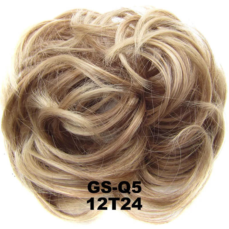 Jeedou Synthetic Messy Curly Hair Bun Chignon Donut Pad Elastic Hair Rope Rubber Band Hairpiece For Woman