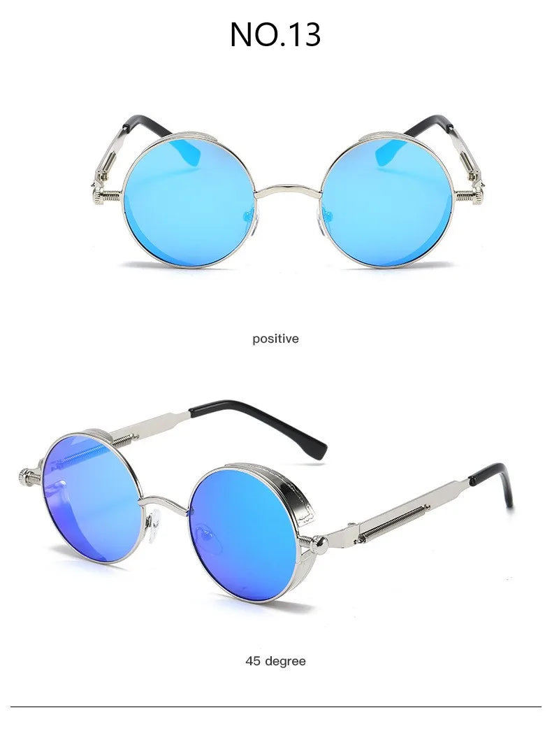 Metal Steampunk Sunglasses Men Women Fashion Round Glasses Brand Designer Vintage Sun Glasses High Quality Oculos de sol UV400