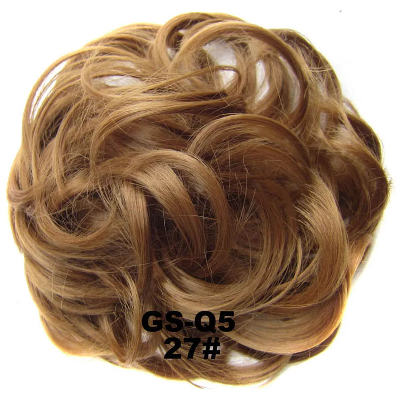 Jeedou Synthetic Messy Curly Hair Bun Chignon Donut Pad Elastic Hair Rope Rubber Band Hairpiece For Woman