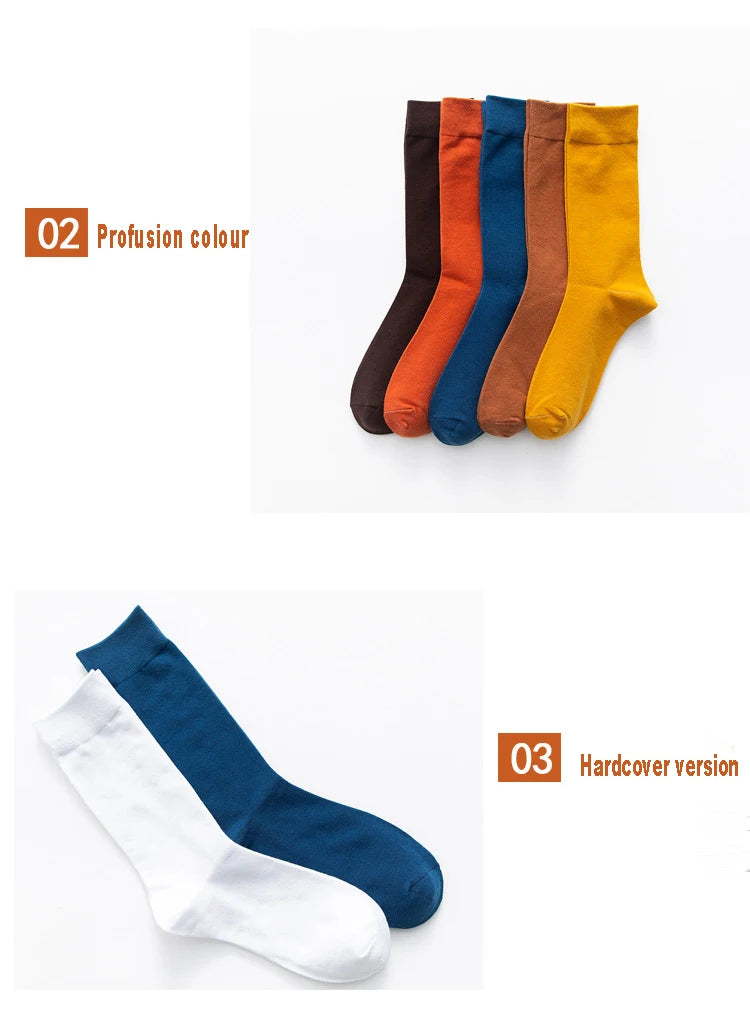 5Pairs New High Quality Business Casual Men Socks Black Men's Dress Long Socks Autumn Keep Warm Colorful Full Happy Socks Male