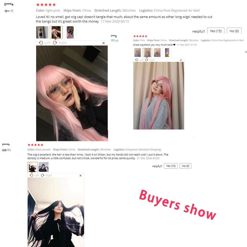 Long Straight Cosplay Wig Black Purple Black Red Pink Blue Dark Brown 100 Cm Synthetic Hair Wigs