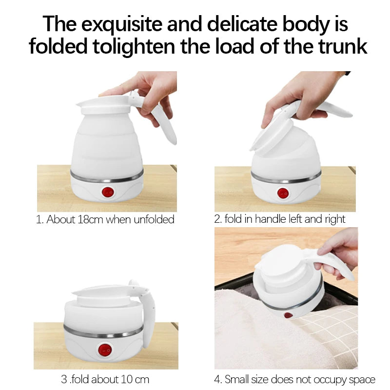 Travelling Folding Kettle Electric Silicone Water Kettles Mini 600ml  Portable Collapsible Tea Kettle