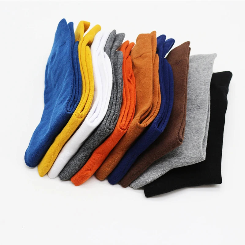 5Pairs New High Quality Business Casual Men Socks Black Men's Dress Long Socks Autumn Keep Warm Colorful Full Happy Socks Male