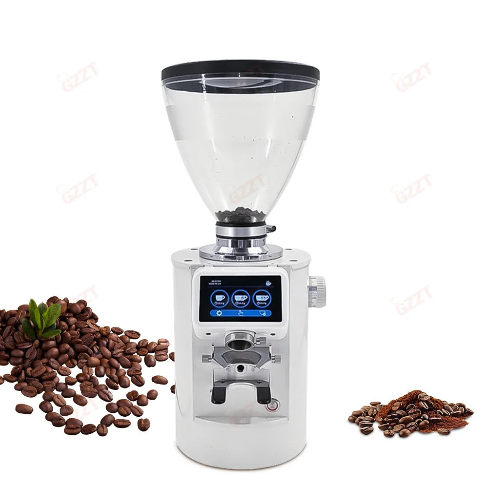 90MM Burr Automatic Coffee Grinder 3.5LBS Hopper Anti-jumping Bean Adjustable Thickness Cafe Grinding Machine Commercial Cafe
