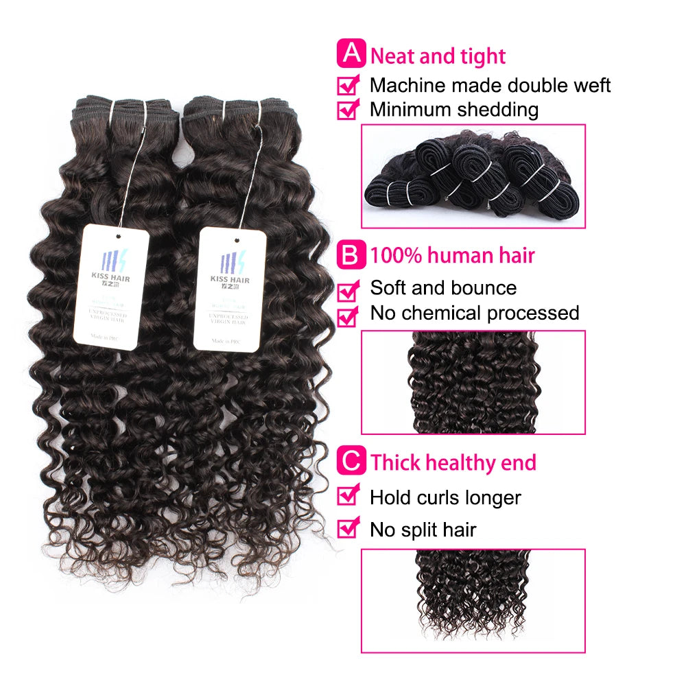 Natural Color Water Wave Hair Bundles 400g/Lot For Full Head Indian Curly Human Hair 10-30 Inches Remy Hair Extension