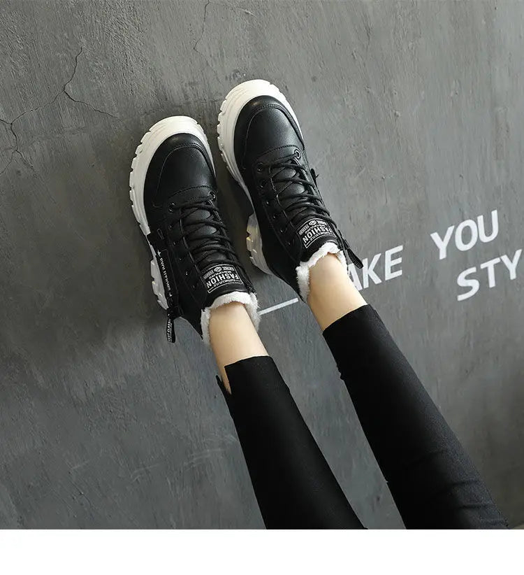 Winter Ladies Shoes  Lace up Women Sneakers Snow Ankle Boots Waterproof Warm Platform Botas woman footwear botas de mujer