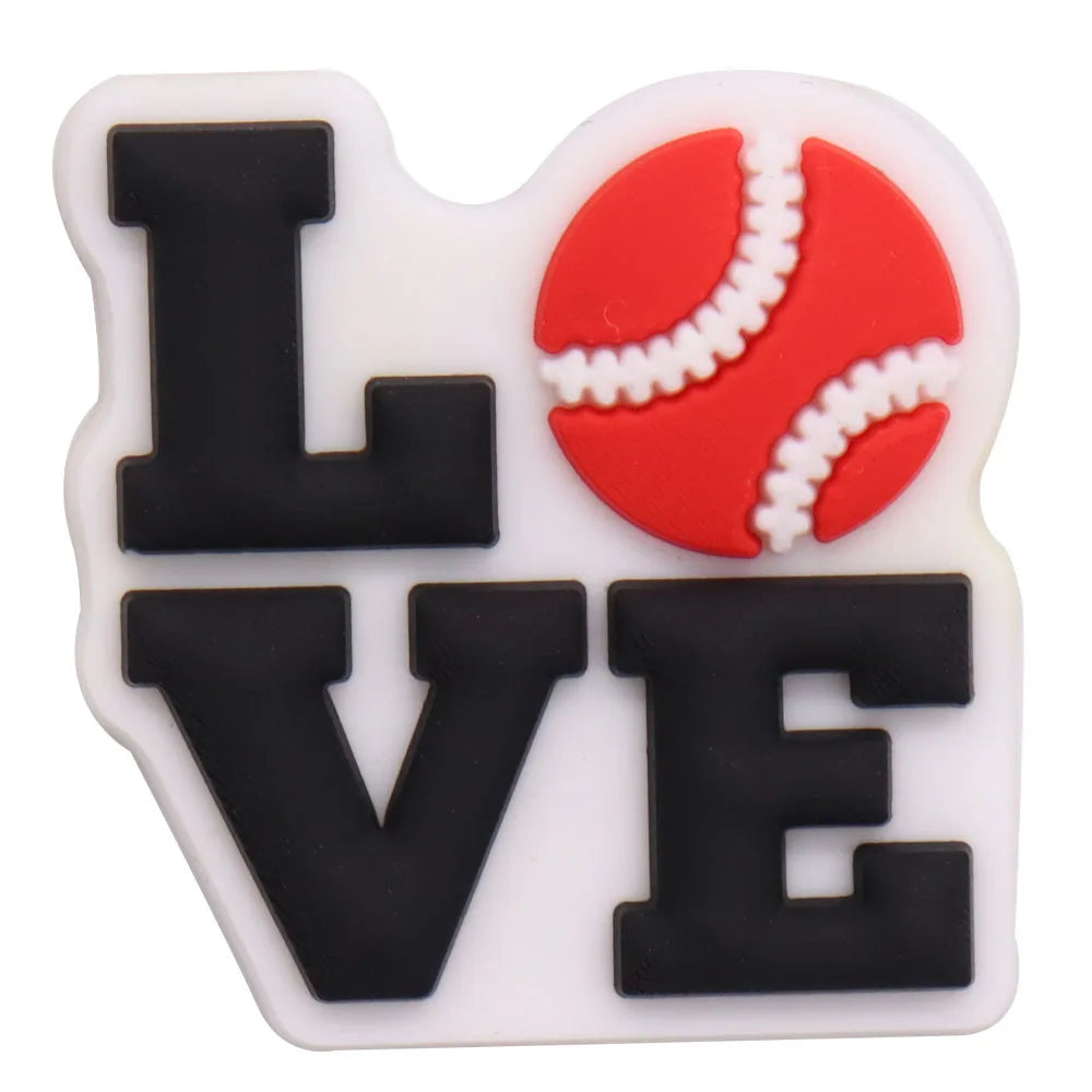 1-9PCS Sport Love Badminton Maniac PVC Shoe Charms For Clogs Pins Fit Wristbands Garden Shoes Button Decorations Kid Gift