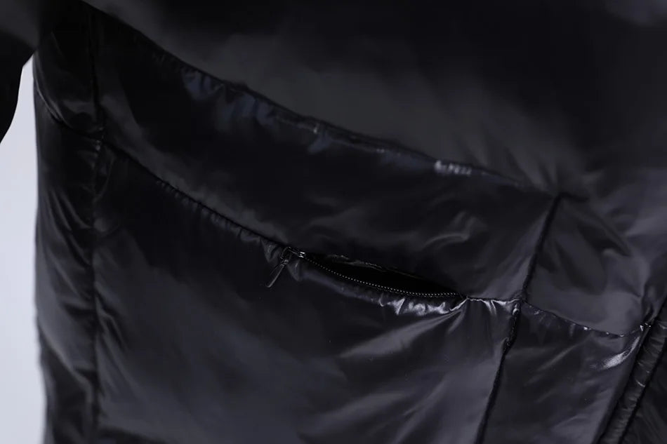 Maomaokong 2022 Women Winter Black Loose Long Down Jacket  Real Fox Fur Collar Hooded Fashion Waterproof Female Extra Large Coat