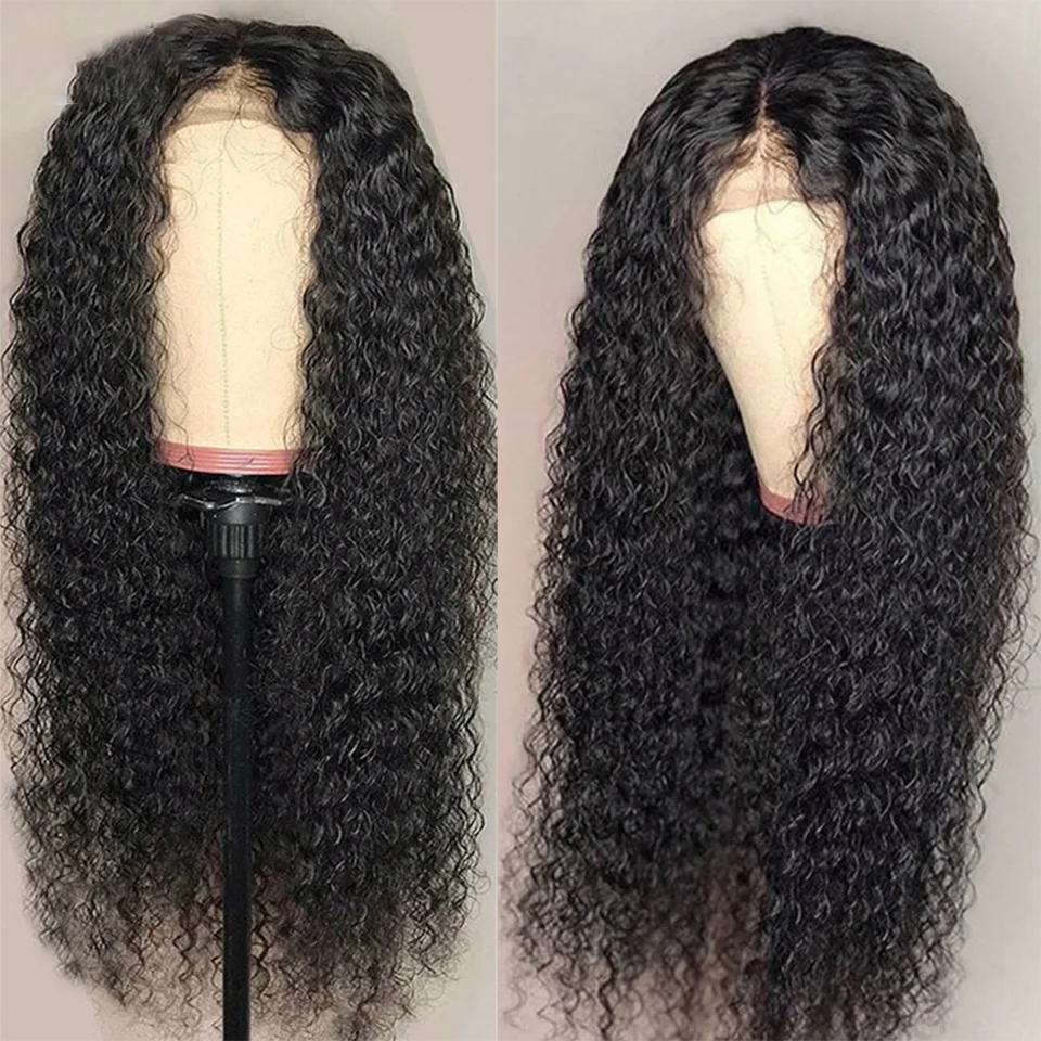 Brazilian Raw Kinky Curly 13x4 Lace Frontal Wig Pre-Plucked Human Hair Wigs with Baby Hair Natural Hairline 4x4 Lace Closure Wig