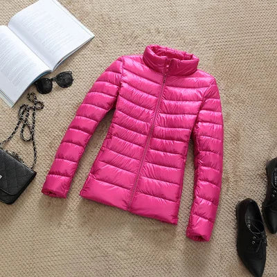 2024 New Casual 90% Ultra Light White Duck Down Jacket Women Autumn Winter Warm Coat Lady Plus Size Jackets Female Hooded Parka