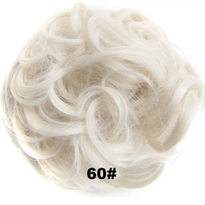 Jeedou Synthetic Messy Curly Hair Bun Chignon Donut Pad Elastic Hair Rope Rubber Band Hairpiece For Woman