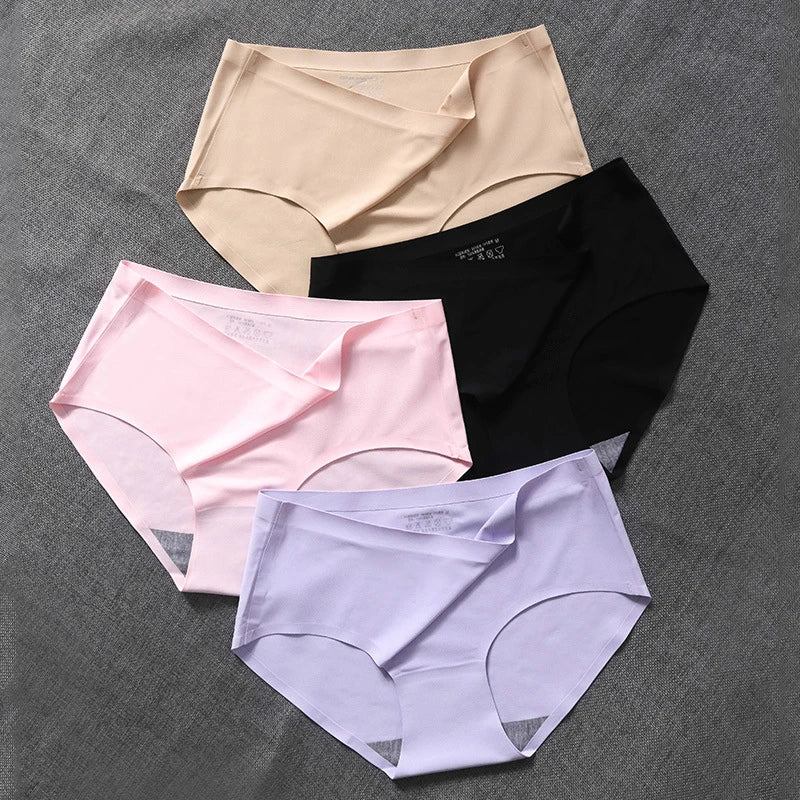10PCS/Set Women's Panties Seamless Female Underwear Plus Size Cozy Briefs Breathable Silk Satin Lingerie Hot Sale Underpants