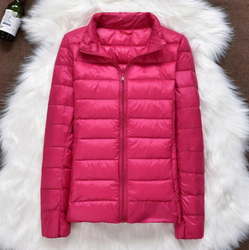 Winter Women Ultralight Thin Down Jacket White Duck Down Hooded Jackets Long Sleeve Warm Coat Parka Female Portable Outwear