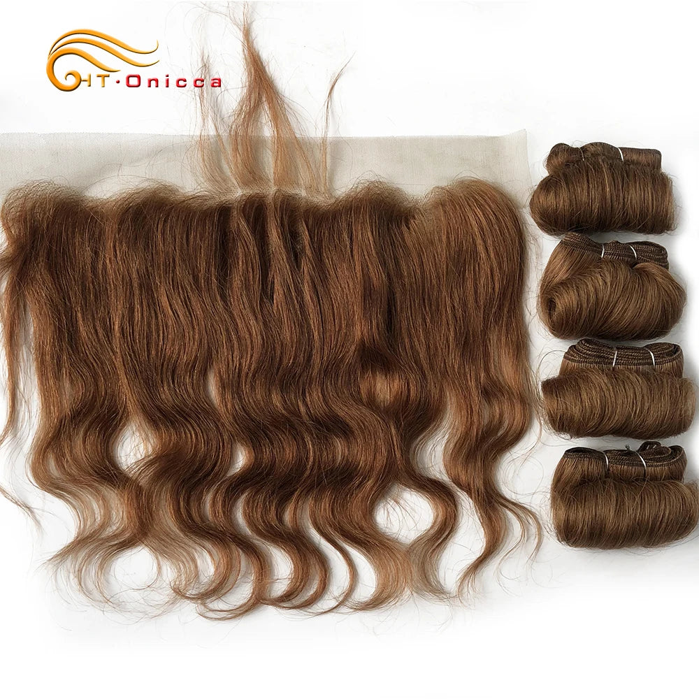 Ombre Curly Hair Bundles With Frontal Raw Brazilian Hair Weave Bundles With Lace Frontal Short Colored Hair Extensions