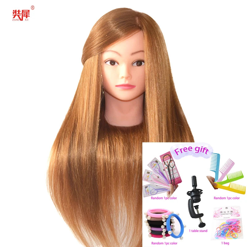 85%Real Hair Doll Head For Hairstyle Hairdressing Professional Mannequin Head Styling To Practice Hot Curl Iron Straighten