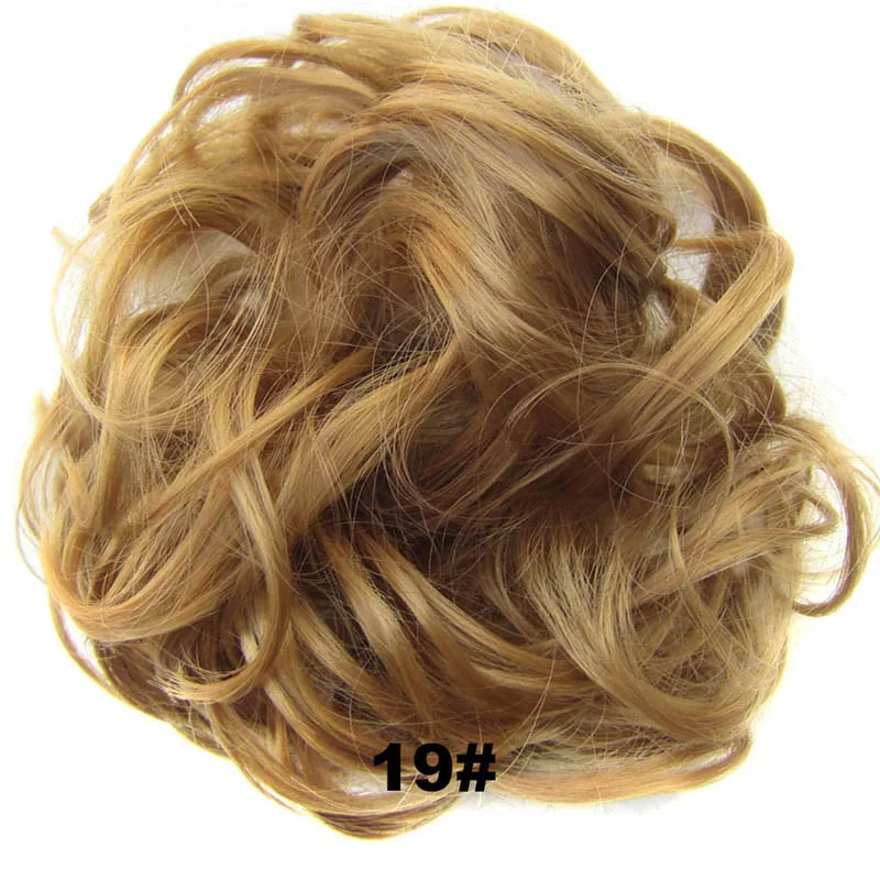 Jeedou Synthetic Messy Curly Hair Bun Chignon Donut Pad Elastic Hair Rope Rubber Band Hairpiece For Woman