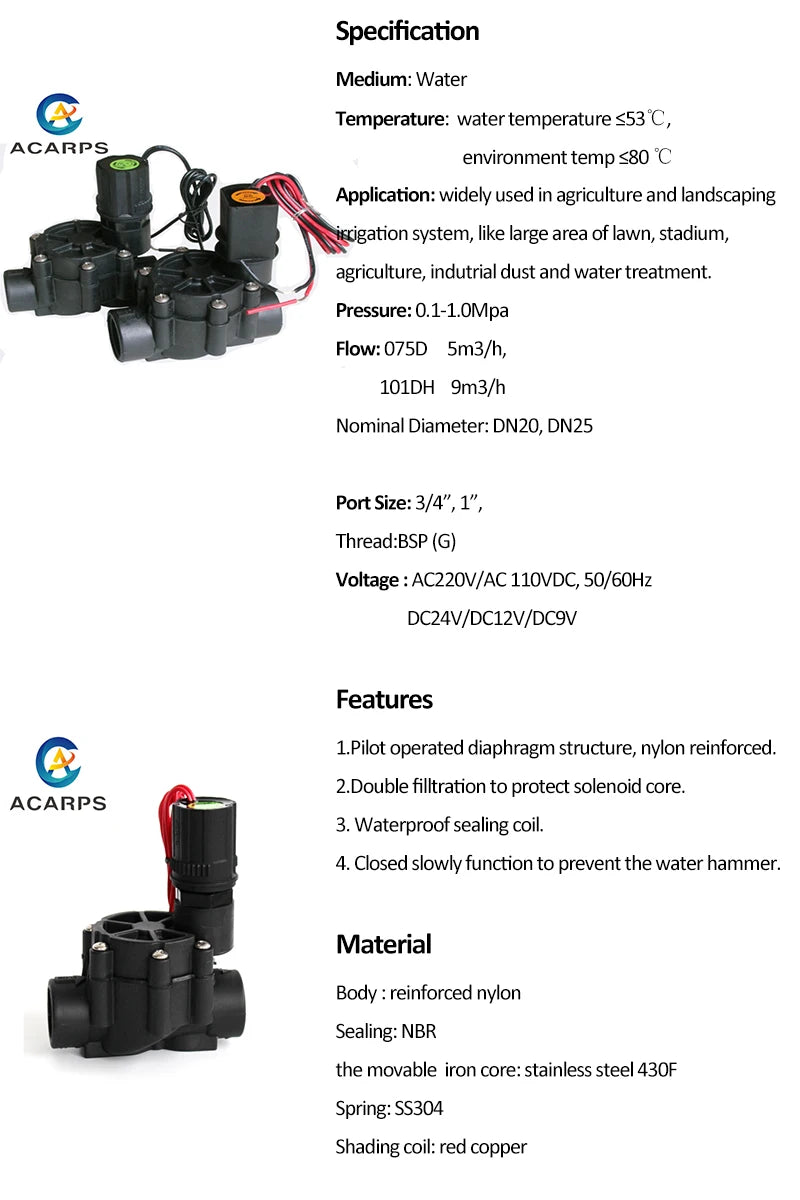 1/2" 3/4" 1" inch Farm Garden Landscape  Irrigation Water Latching Solenoid Valve 220v 110v 24v Normally Closed