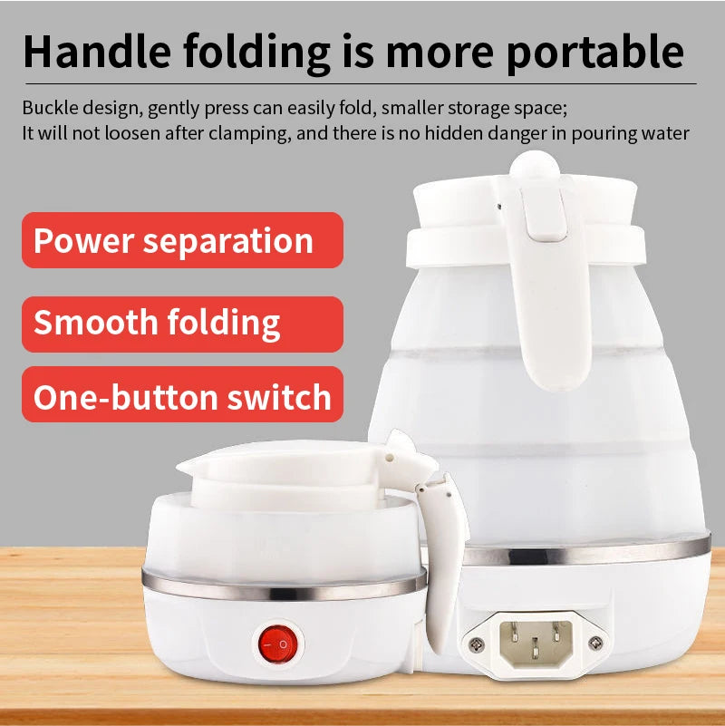 Travelling Folding Kettle Electric Silicone Water Kettles Mini 600ml  Portable Collapsible Tea Kettle