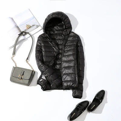 2024 New Casual 90% Ultra Light White Duck Down Jacket Women Autumn Winter Warm Coat Lady Plus Size Jackets Female Hooded Parka
