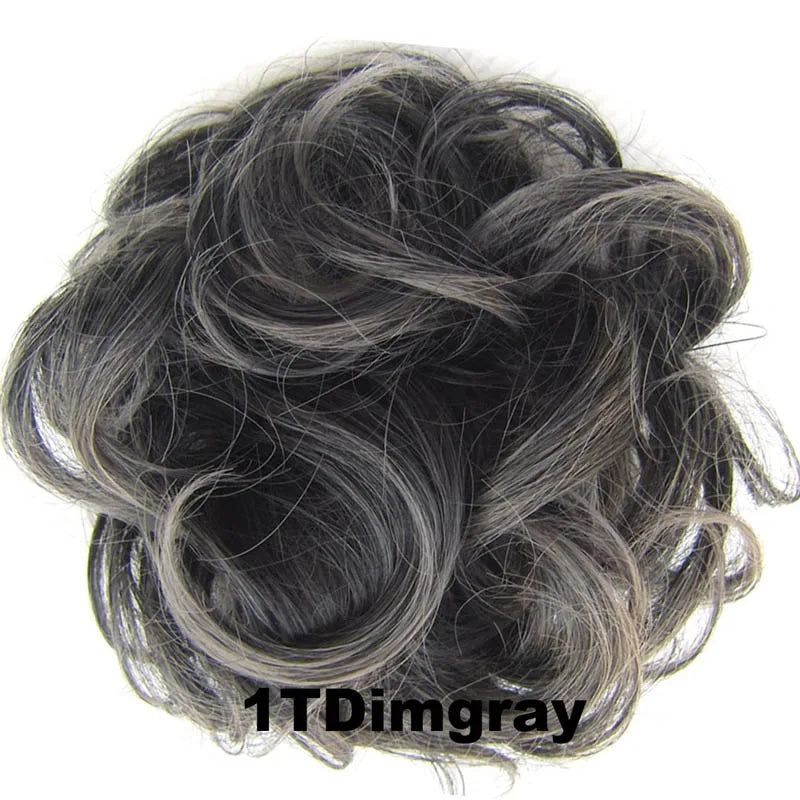 Jeedou Synthetic Messy Curly Hair Bun Chignon Donut Pad Elastic Hair Rope Rubber Band Hairpiece For Woman