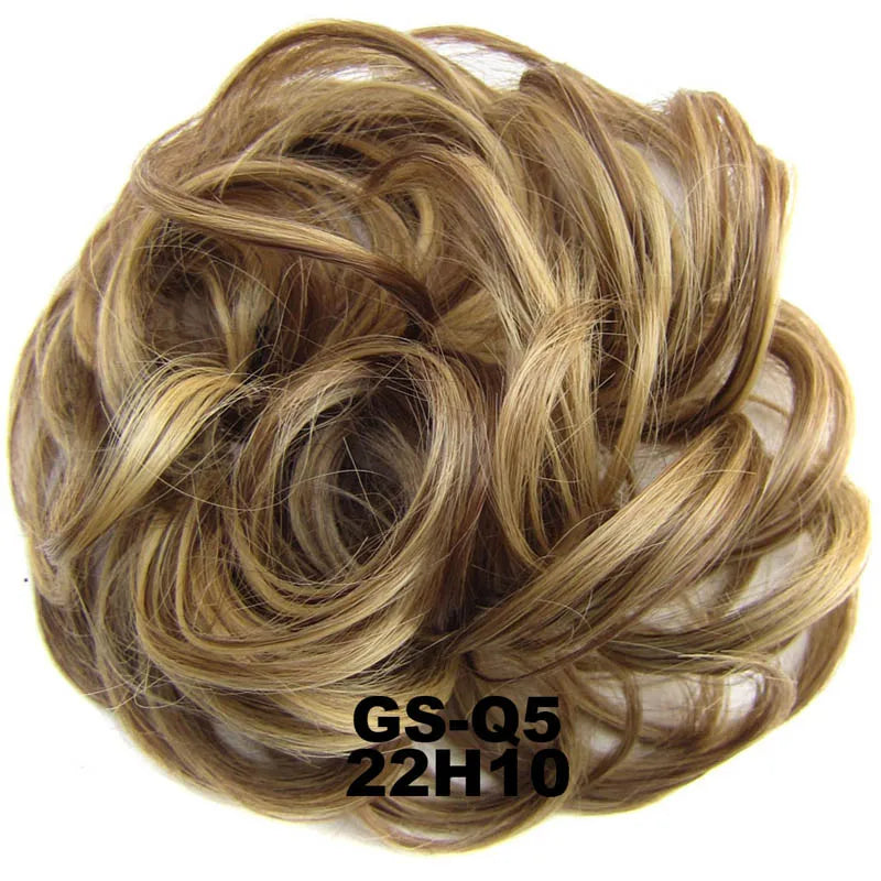 Jeedou Synthetic Messy Curly Hair Bun Chignon Donut Pad Elastic Hair Rope Rubber Band Hairpiece For Woman